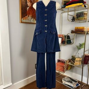 70s Navy Corduroy Pantsuit